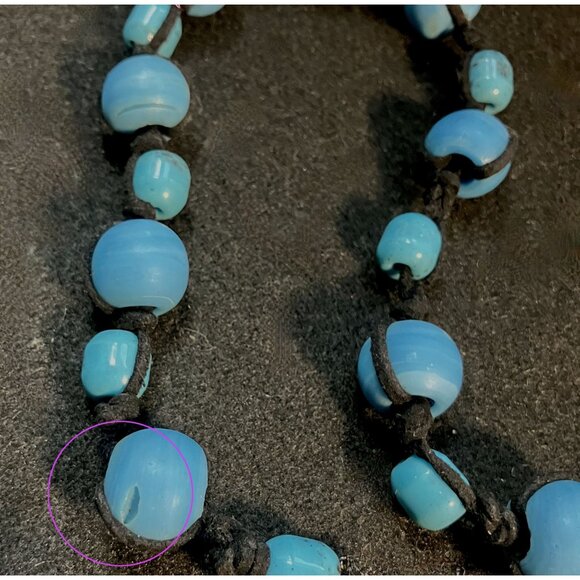 Dannijo Y2K statement necklace, turquoise beads, silk cord and gunmetal chain - Picture 3 of 3
